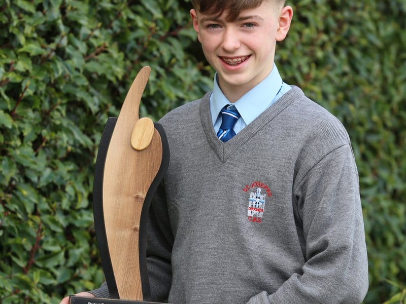 Below: Winner of the 2025 Intermediate Enterprise Award for Louth is Óran Cassidy (OEC Darts) from St.Josephs Secondary School, Drogheda.