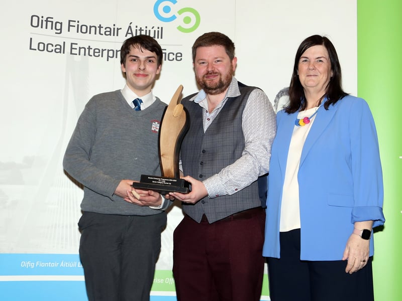 Below: Runner Up of the Senior Enterprise Award for Louth is Peter Connor (Lumen Lather) of St. Josephs Secondary School, Drogheda
