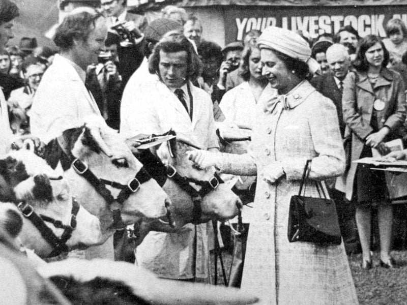 Shrewsbury, 21 May 1975 — The Queen visits the centenary West Mid Show during a royal visit to the town.