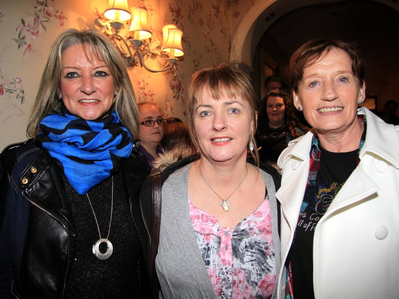 Caption: Tina Cusack, Elizabeth Daly and Bernie Calders were in the Longford Arms to see country superstar Nathan Carter