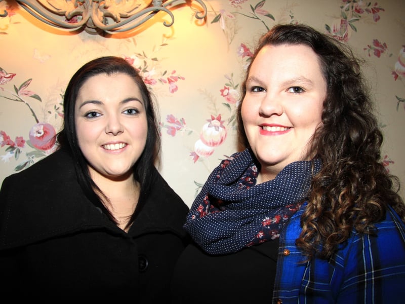 Caption: Catriona Dowd and Sharon Rooney in the Longford Arms Hotel in 2014 for the Nathan Carter concert