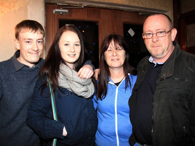Caption: Patrick Bowling, Stephanie and Pauline Prendergast with Richard Meares were in the Longford Arms to see country superstar Nathan Carter perform