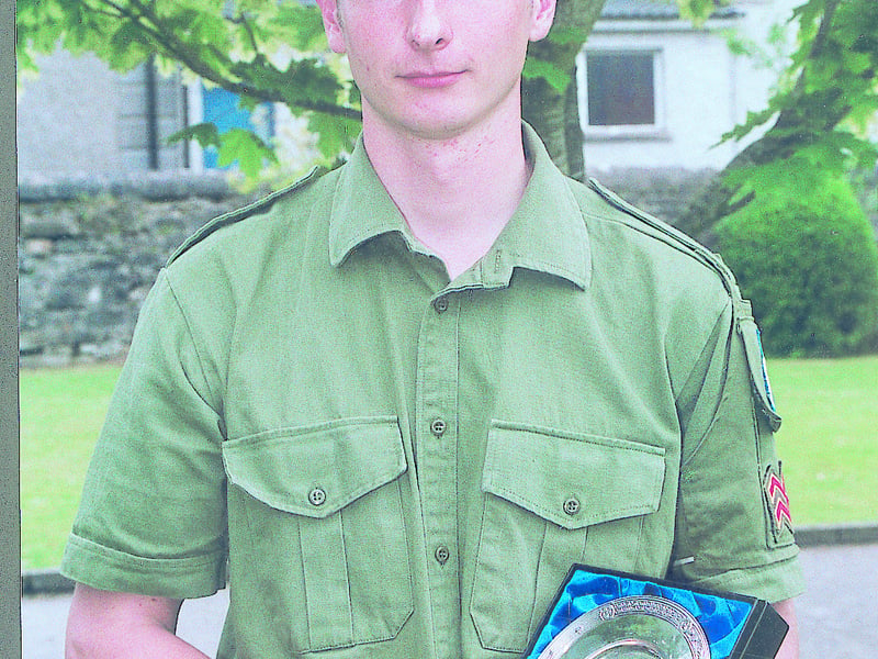 Caption: Corporal John Hughes from Carriglas received an award for ‘Best NCO’ at the recent FCA camp held in Connolly Barracks, Longford