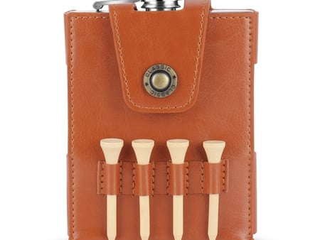 Golf Accessory Hip Flask €50 The ideal gift for the man in your life and especially anyone who enjoys a game of golf. This hip flask comes in a brown leather cover and includes golf tees with a pitch marker and repair. It can be personalised with your own message making it an extra special gift.