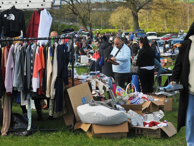 Lots of stalls and visitors.