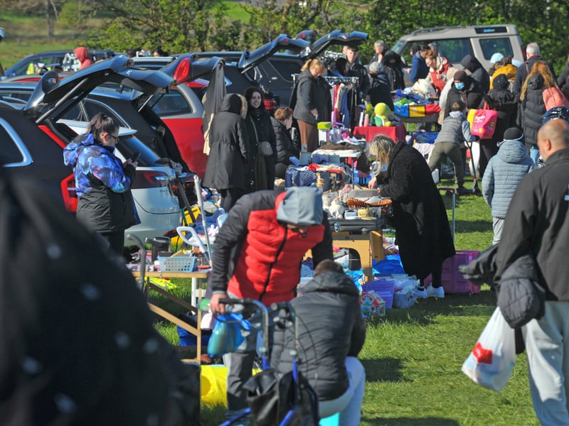 Plenty of stalls and visitors to the car boot sale.
