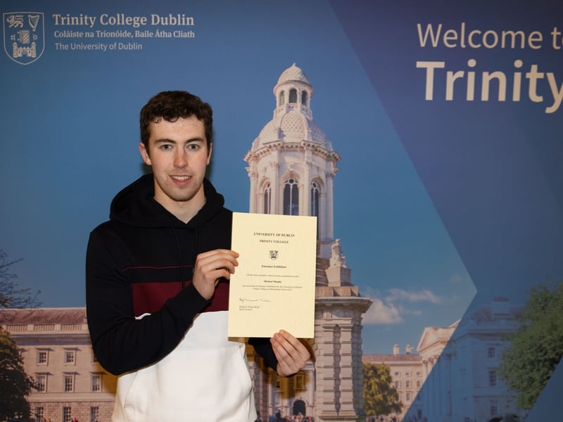Caption: Michael Murphy (Cnoc Mhuire Granard) who was awarded a prestigious Entrance Exhibition Award for the 2024/5 academic year from Trinity College Dublin
