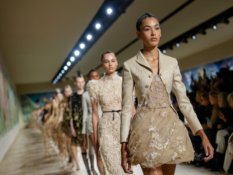 Celebrities sitting front row included Pamela Anderson, Venus Williams, Elizabeth Debicki and Jenna Ortega – all of whom channelled the sombre palette of the collection.