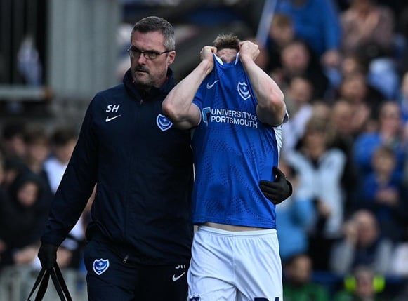 Pompey's Player of the Season is set to miss the final three games of a hugely-successful campaign due to injury. The full-back suffered a hamstring issue in the early stages of Saturday's triumph over Leicester.