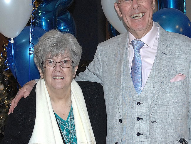 Nicholas McCourt celebrating his 80th birthday in the Lisdoo with his wife Mary.