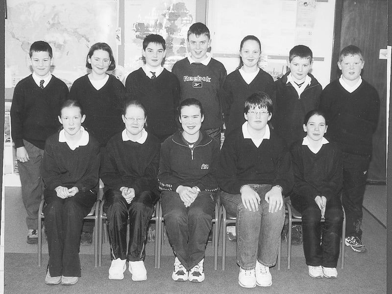 Use the Next > above or below to go through the gallery Caption: Sixth class at Gaigue National School includes front row – Triona Lennon, Jennifer Quinn, Fiona Reilly, Aisling McLoughlin and Sinead Corrigan with back row – Sean Collum, Amanda Brady, John Collum, Kieran Gill, Catherine Collum, David Bohan and Colin Duffy Photo: Joe McDonagh