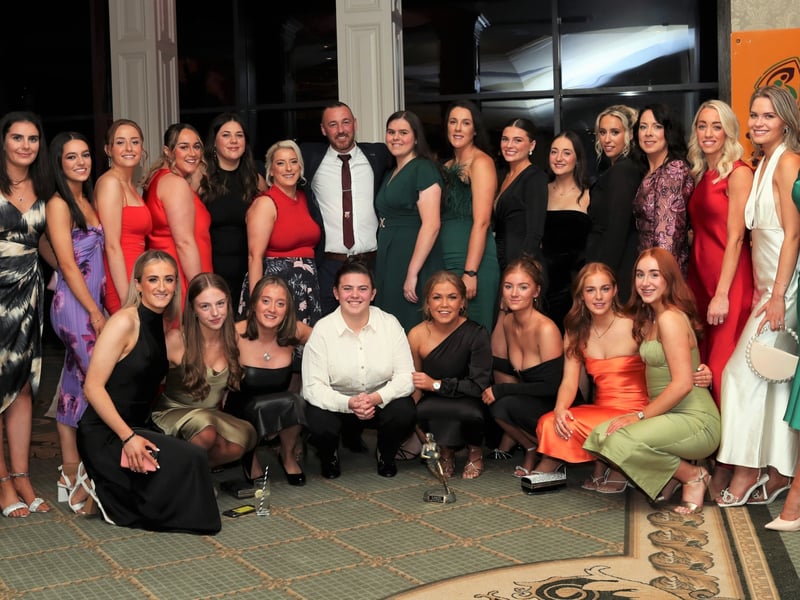 Caption: St Helen's Ladies squad with manager Graham Lee. Photo: Syl Healy.