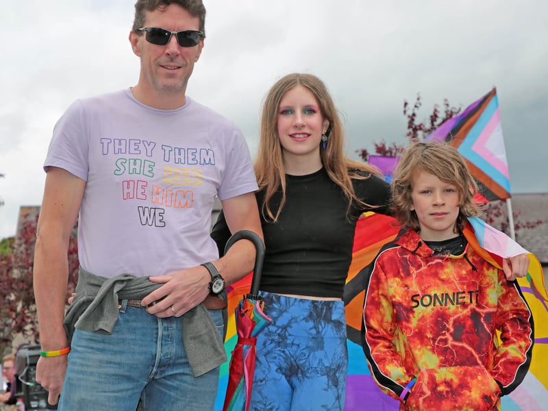 Caption: Supporting Pride: Paul, Clara and Archie Lewis