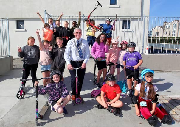 The sun shone in Tramore as the town's newest outdoor amenity, the Skatepark on the Lower Prom, was officially opened by Mayor of Waterford City and County, Cllr Jason Murphy. Cutting the ribbon, the Mayor said: “I’m delighted to officially open this top-class facility. The skatepark is a wonderful addition to Tramore as it provides a welcome, free, fun, active space for all to enjoy. “Set on the Prom and looking across at the sea, this skatepark is the icing on the cake for the town of Tramore." He added that the addition of the skatepark to the town is another asset that will make Tramore an even more inviting and welcoming destination for young people, locals and tourists. Concluding the Mayor said: "Finally, I would like to wish all our skateboarders, young and old, the absolute best as they make full use of this brilliant new facility. May it be a place where skills are honed, friendships are formed, and lasting memories are made." Those in attendance at the park's opening included 4th class pupils of Tramore Educate Together NS and their teacher Katie McAuliffe, enjoyed a skateboarding demonstration by local skateboarders Peter Breen, John Twomey, Heather O' Connor, David Hartley and Taylor O'Brien. Dawn Wallace, Senior Executive Officer at Waterford City and County Council said: “It was important that the views of those who will use the park be taken into consideration, and that input was invaluable throughout the process." Specialist companies Browne Brothers Site Services Limited and Vulcano Skateparks were engaged by the local authority to undertake the detailed design and construction. The Skatepark was constructed in a sustainable manner, applying the principles of the circular economy in terms of reuse of materials and life cycle costing. Any stone or concrete removed from the original skatepark was brought to a recycling facility where it will be crushed and reused as fill material on future projects. Waterford City and County Council secured funding of €202,371 from the