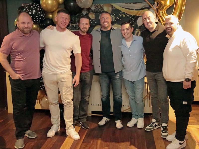 Caption: David Hussey, Jay Colman, Lar Wright, Kevin Hussey, Paul Byrne, Dave Colt and Anto De Faoite