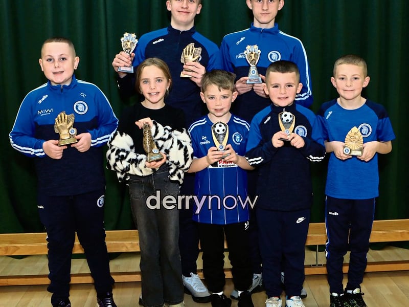 Award winners at the Trojans Youth & Community Group annual Youth Presentation of Awards held in St. Cecilia’s College.