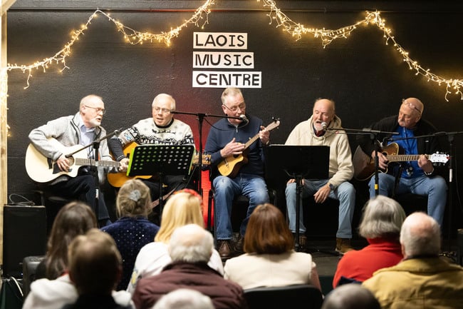 Portlaoise Men's Shed performing at the Laois School of Music and Music Generation Laois Adult Students Christmas Concert in Laois Music Centre.