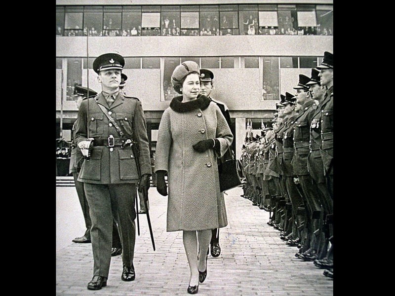 The Queen opens Shirehall in Shrewsbury in 1967, marking the official opening of the landmark civic building.