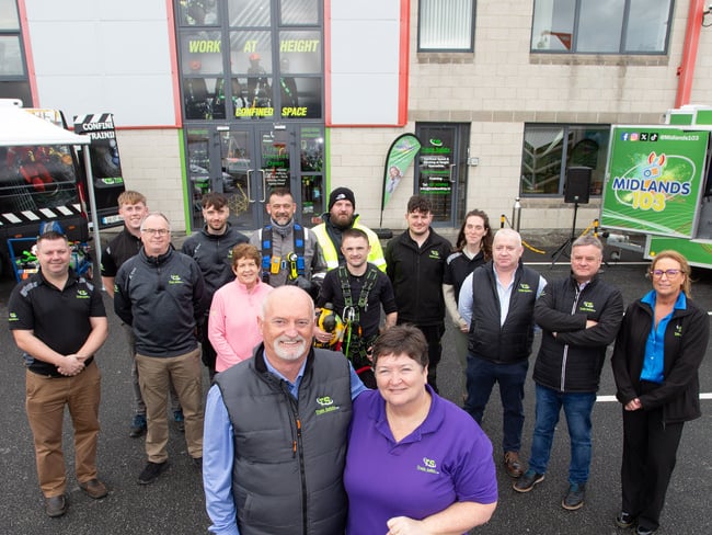 Trade Safety owners, Austin and Patricia Handy with colleagues outside the company premises.