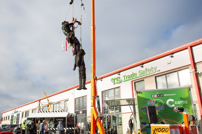A rescue demonstration outside the company premises in the Sragh Business Park.