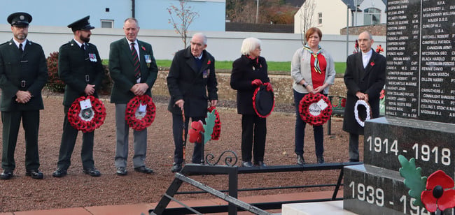 Members of the public gathered at Ballycastle’s War Memorial to pay their respects on Remembrance Day. 