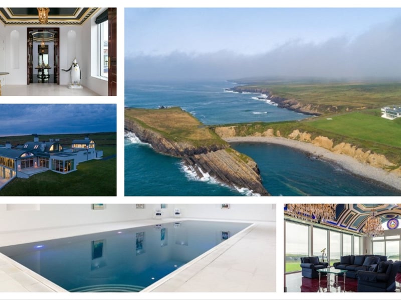 A quite exceptional contemporary home nestled within some 60 acres, majestically positioned overlooking Dunmore Bay in Co Clare and includes a private island. 3 reception rooms, 4 bedrooms, 4 bathrooms and an indoor pool. Panoramic sea views extend to Loop Head Lighthouse and across the bay to Kerry Head and the Slieve Mish Mountains. Pleasantly remote privacy is paramount and the views uninterrupted. Twilight and evening vistas are quite striking, benefitting from such a unique waterfront position. A land bridge links the island and there is a small beach within the private bay. This stunning property, which also features its very own helipad, looks like it jumped straight from a sci-fi move, and priced at just €9,750,000, it could very well become Brooks new home.