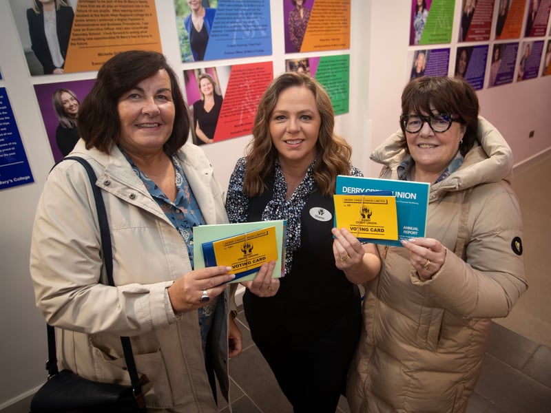 DCU's Sharon Doherty pictured with long term members Susanne Cooley and Teresa Cooley on Monday night.