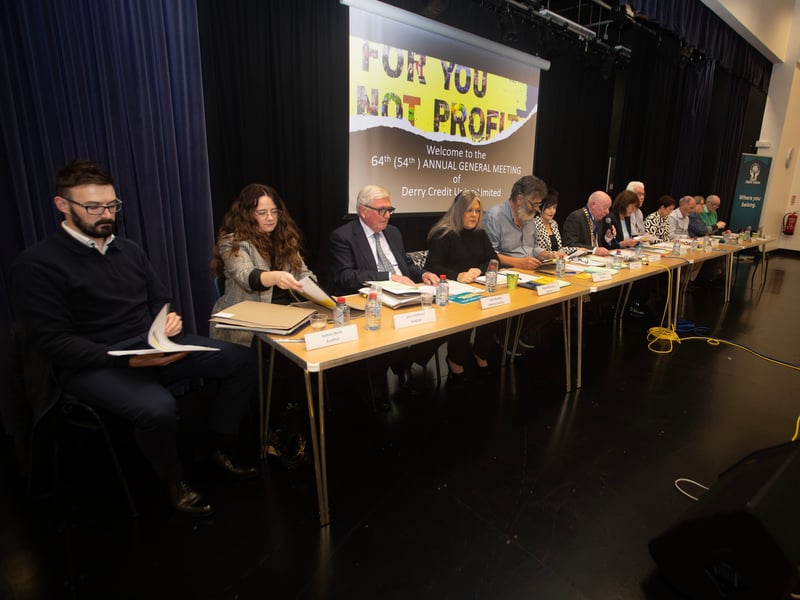 The Board of Derry Credit Union pictured at Monday's AGM in St. Mary's College, Derry. (Photos: Jim McCafferty Photography)