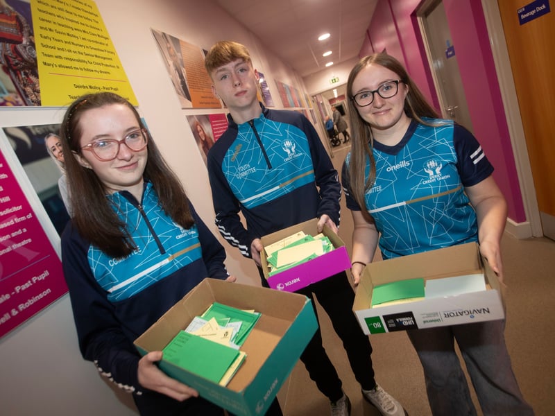 Derry Credit Union Youth Members pictured with ballot boxes at Monday night's AGM. From left, Ellen Bradley, Ryan McLaughlin and Lauren McBrearty.