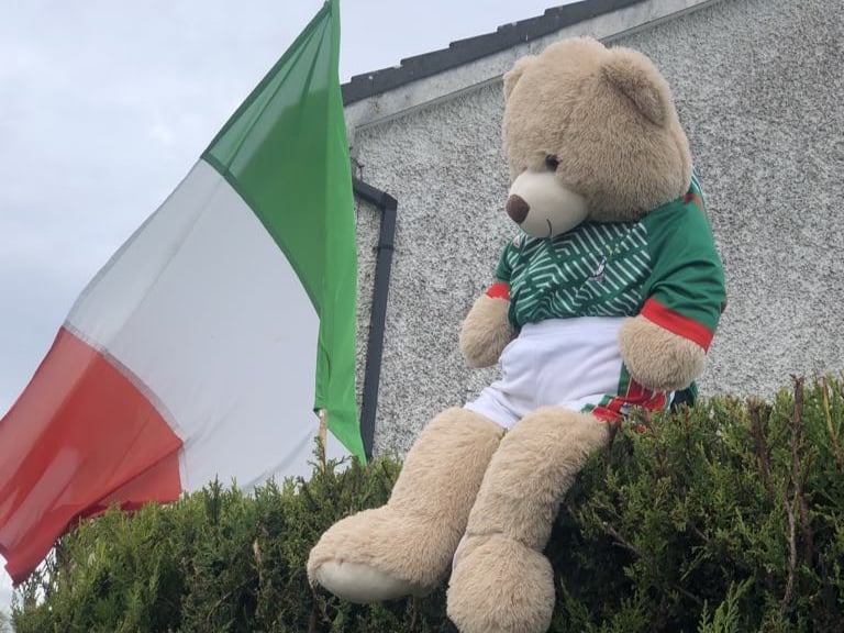 Rathdowney and Errill have been decked out with flags, window displays and bunting ahead of the Laois senior hurling final against Clough/Ballacolla.  Local businesses and homes have come out in force to show their support.