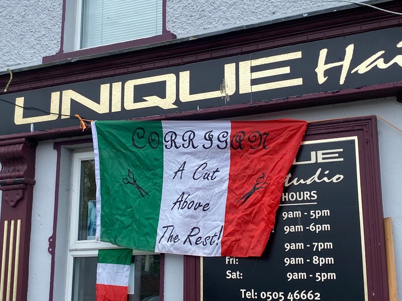 Rathdowney and Errill have been decked out with flags, window displays and bunting ahead of the Laois senior hurling final against Clough/Ballacolla.  Local businesses and homes have come out in force to show their support.