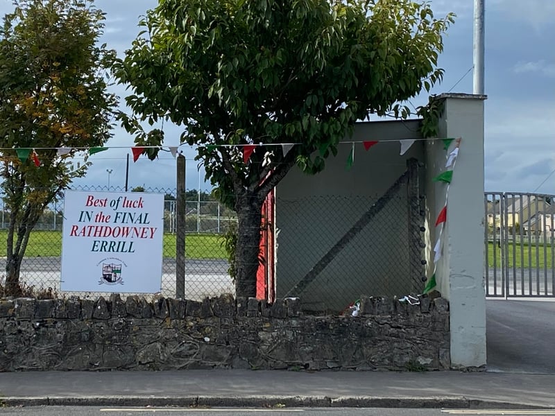 Rathdowney and Errill have been decked out with flags, window displays and bunting ahead of the Laois senior hurling final against Clough/Ballacolla.  Local businesses and homes have come out in force to show their support.