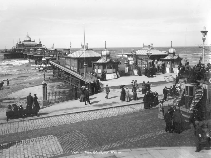 Victoria Pier, Blackpool, pictured sometime between 1890 and 1910. The pier opened in 1863 to provide a promenade and entertainment for the increasing number of holidaymakers visiting Blackpool.