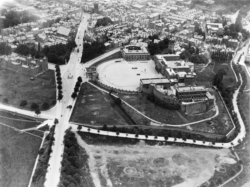 An aerial view of Chester Castle, Cheshire, in 1920