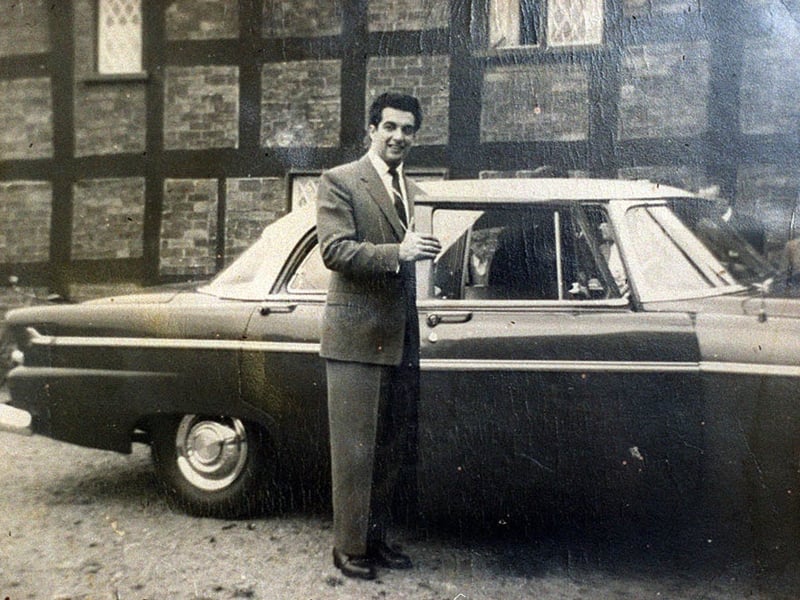 Frankie Vaughan outside the Red Lion, Myddle. This signed photo dating from 1957 hung in the bar of the pub until 1983.