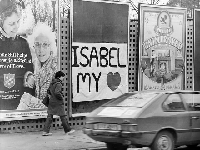 A heartfelt Valentine’s message appeared on an empty billboard in Abbey Foregate, Shrewsbury, on February 14, 1983. The hand-made display was the work of a local Romeo keen to make sure his message of love was seen far and wide, not just by its intended recipient.