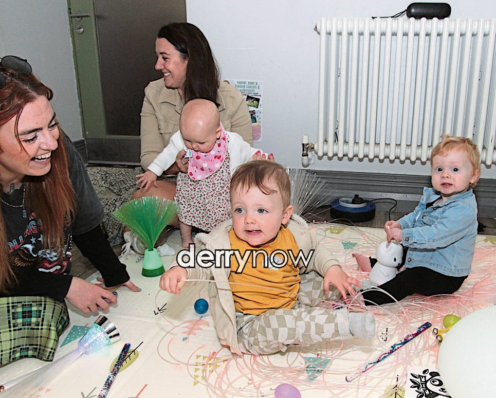 Cuan, Ailbhe and Aoibhe enjoying the activities at NW BAPS event at St. Columb's Park House in celebration of world breastfeeding week. (Photos - Deirdre Heaney, nwpresspics)
