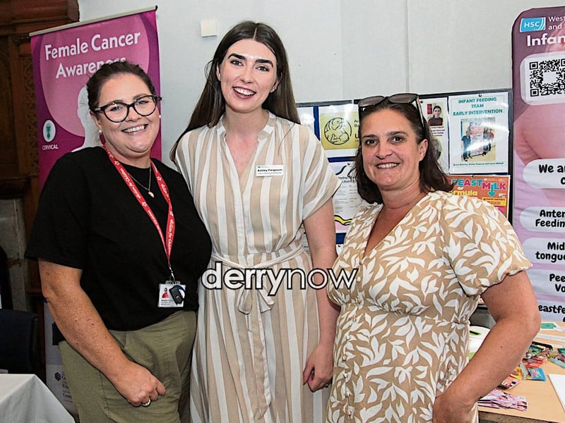 Support and information offered by, from left, Annette, Waterside Surestart, Ashley, WHSCT and Michelle, Shantallow Surestart.