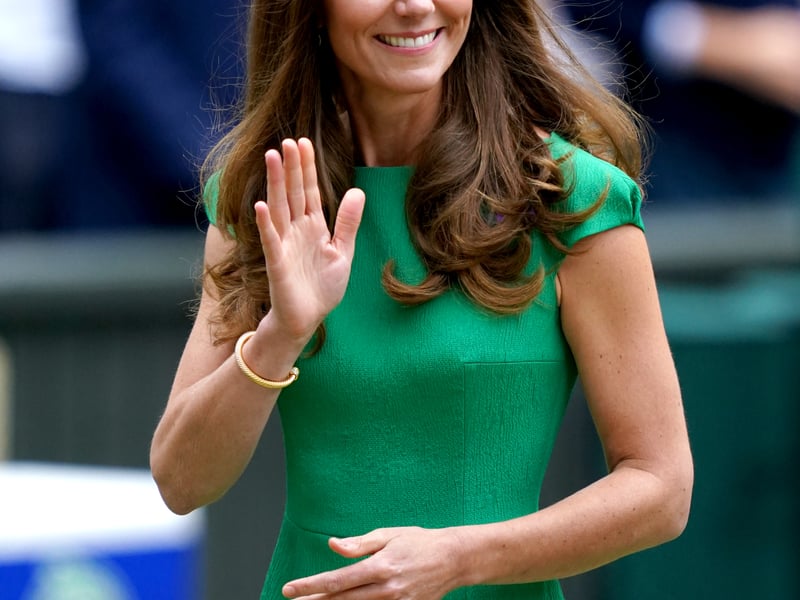 Kate’s Wimbledon wardrobe either opts for bright whites or striking summer hues. In 2021 and 2022, the Princess wore eye-catching ochre and emerald frocks by London-based brands Emilia Wickstead and Roksanda.