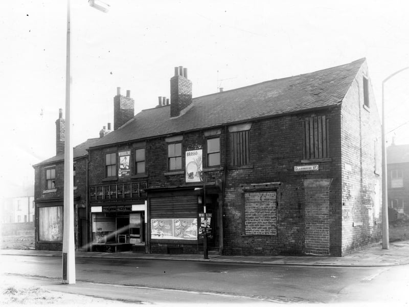 A block of four shops on Glasshouse Street all showing signs of dereliction. On the far right is Jack Lane. Pictured in December 1960,.