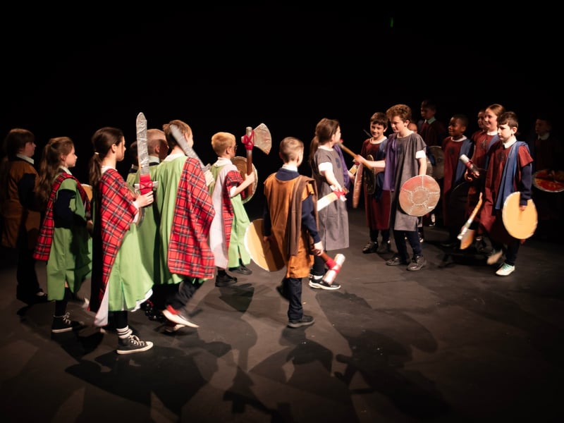 LIFE OF SAINT COLUMBA. . . . .Another of the scenes from the 'Life of Saint Columba' at the Playhouse, as performed from children of the Long Tower and Fountain Primary Schools. (Photos: Jim McCafferty Photography)