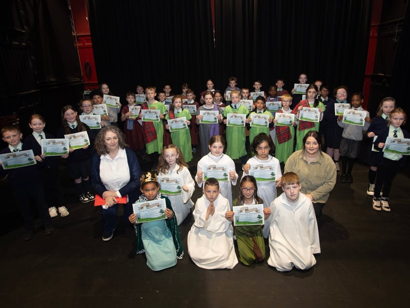 'The Life of Saint Columba' participants pictured after receiving their certificates from Mary Holmes, CEO, The Churches Trust. (Photos: Jim McCafferty Photography)