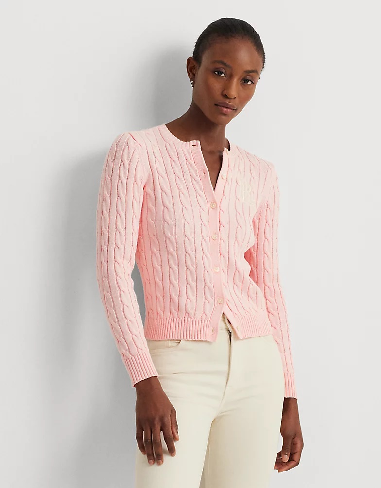 Ralph Lauren Cable-Knit Cotton Cardigan – Pink Opal, £85 (was £169)