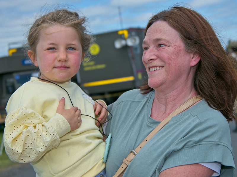Little Riley Cummins with Ellen McCormack at the Irish Military Vehicles Group, Military Show 2024, at Naas Racecourse, Saturday, June 22.