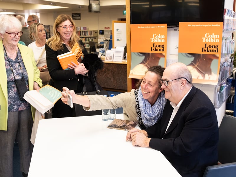 Ann Dennis from Clonea and Mary Cusack from Lemybrien pictured at Dungarvan Library for internationally acclaimed Irish author Colm Tóibín in conversation with Mary Conway, Interim County Librarian and Head of Culture.