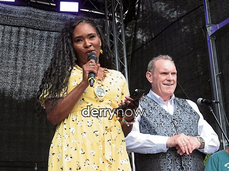 Mayor Lilian Barr addresses the crowd at Legenderry Relay for Life. 