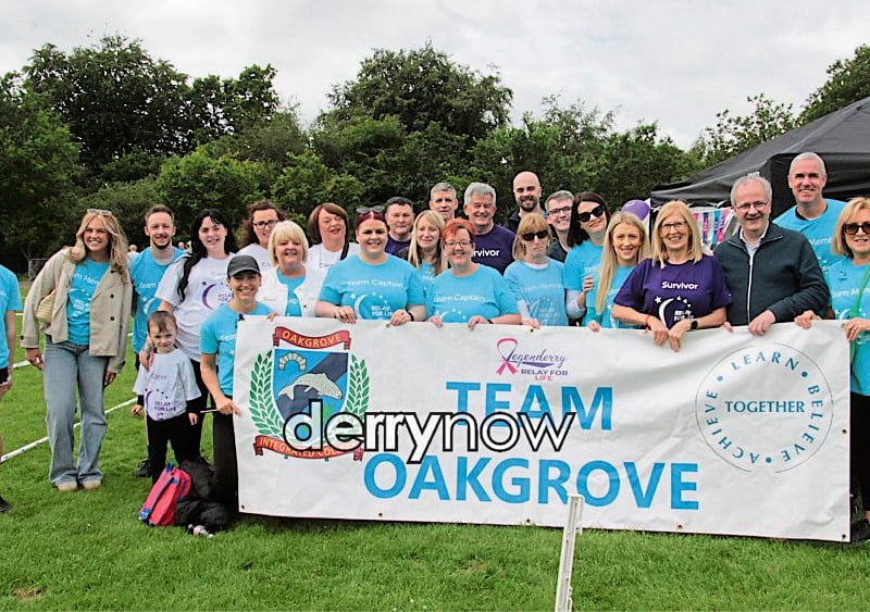 Foyle Arena MacMillan Move More group pictured at Legenderry Really for Life.