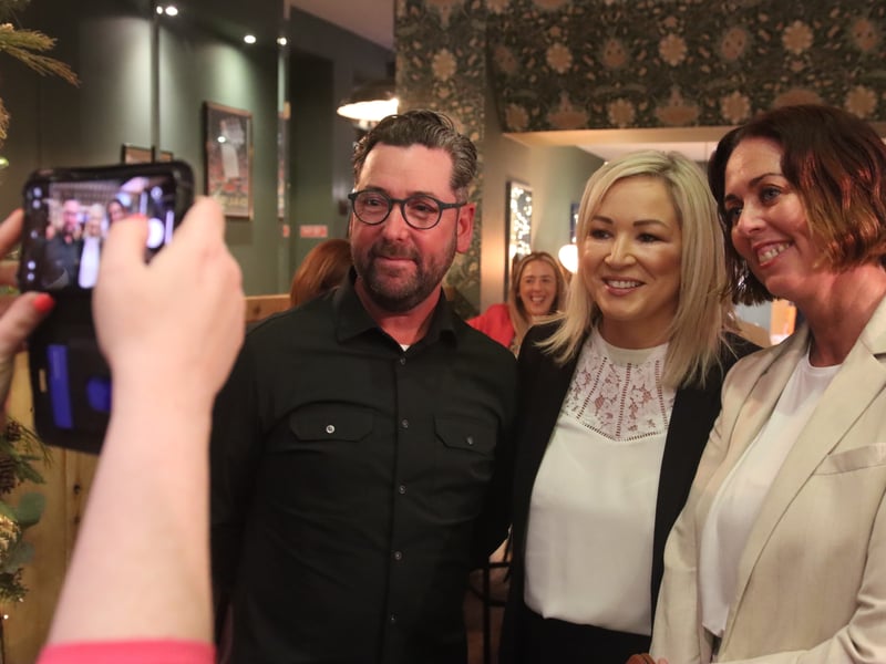 Dundalk BIDS manager, Martin McElligott, with his wife, Catherine, (left) and First Minister Michelle O’Neill at Rocksalt, Earl Street