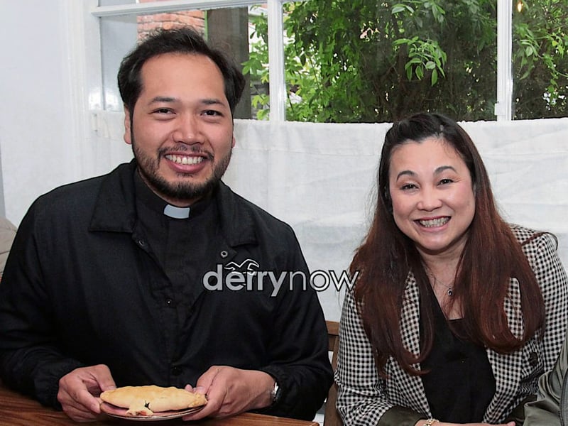 Jonah Yap Atos pictured with Fr. Milo who blessed the new Filipino restaurant, Bahay Kusina in The Craft Village.