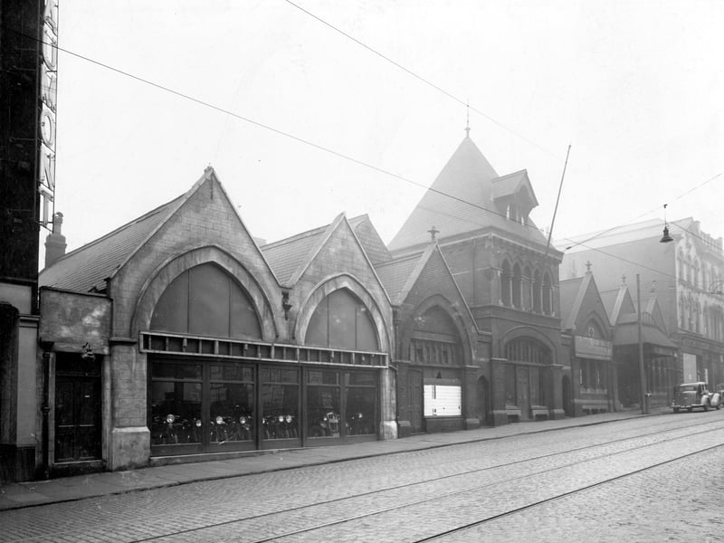 The Little Theatre at number 51 Cookridge Street. Known as the Alexandra Hall it was once the lecture theatre of the Yorkshire College and had then, for many years, been part of the Leeds College of Music. It later became the home of Leeds Arts Theatre.
